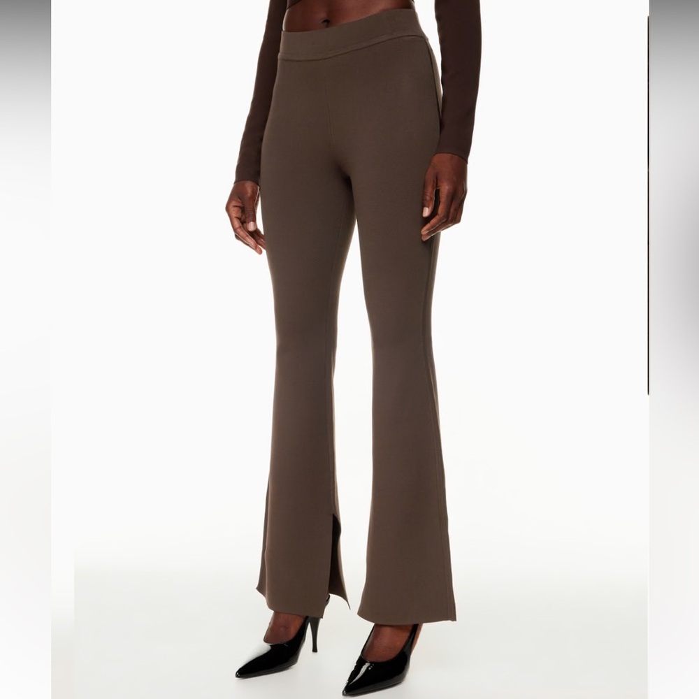 Babaton Navy Flared Slit Knit Pants